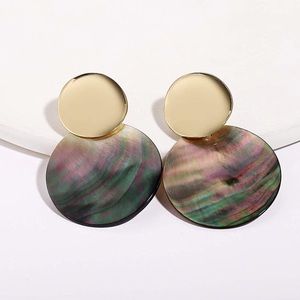 Anthropologie Natural Shell Gold Drop Earrings